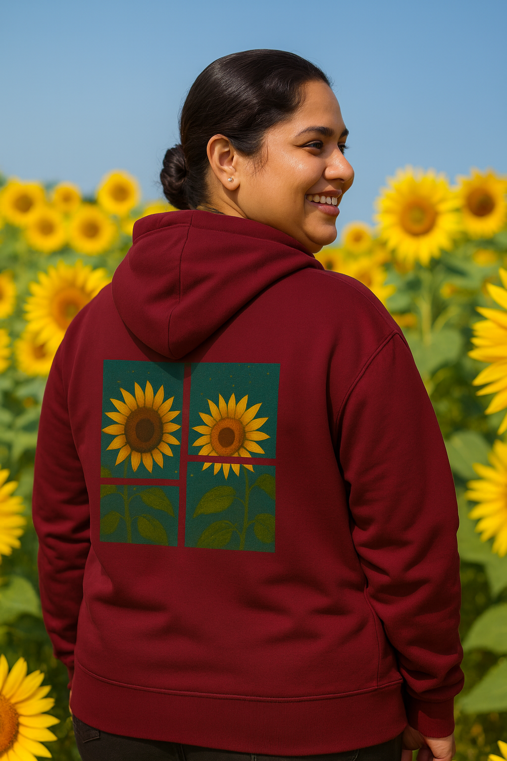 Twin Sunflowers Unisex Hoodie – Nature-Inspired Comfort