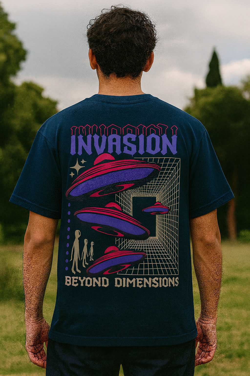 Trippy Alien Invasion Graphic Tee – Oversized Streetwear Fit