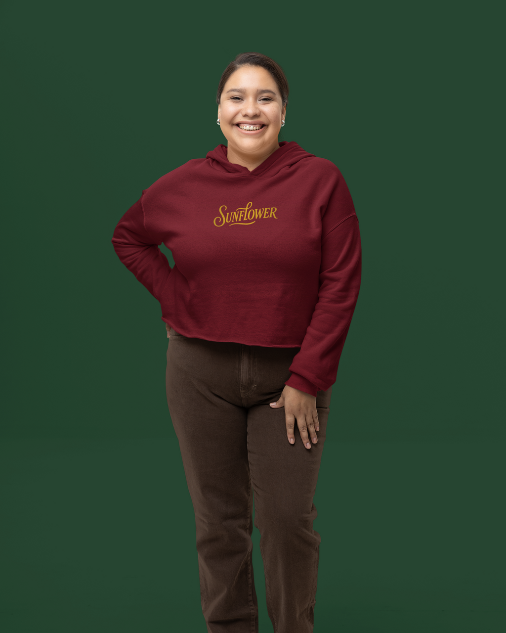 Twin Sunflowers Crop Hoodie – Artistic Back Print for Sunshine Lovers