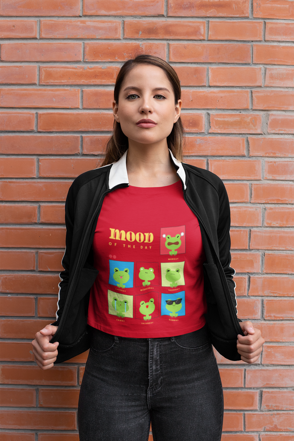 Mood Of The Day Crop Top – Cute Frog Expressions Tee