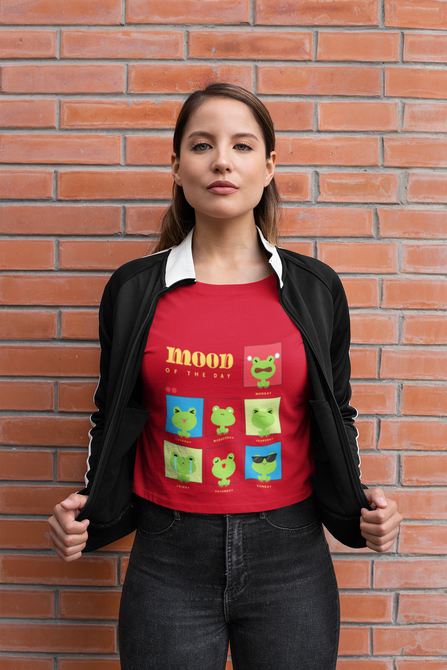 Mood Of The Day Crop Top – Cute Frog Expressions Tee